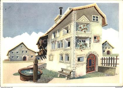 Carouge Engadiner Haus Kuenstlerkarte