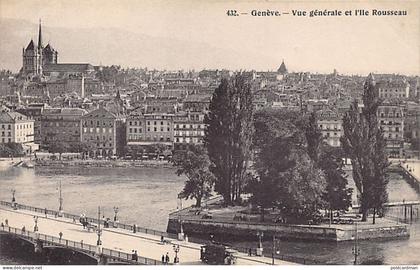 Suisse - Genève - Genève Vue générale et l'Ile Rousseau - Ed. H. Brügger, Genève