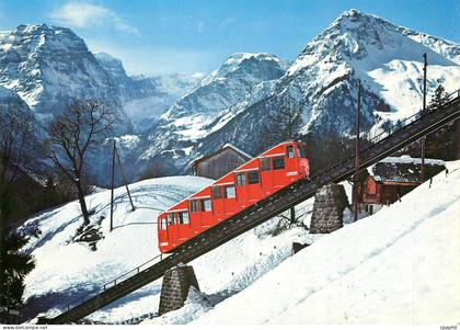 CPM Braunwald Braunwaldbahn mit Blick gegen Todigruppe Braunwald Train Funiculaire