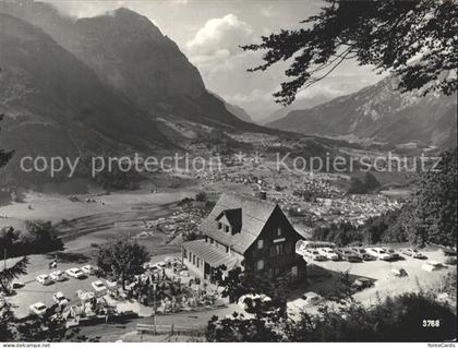 Haslen GL Berggasthaus Tannenberg Blick ins Tal