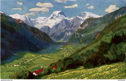 Linthal mit Tödi - Künstlerkarte Paolo Kutscha