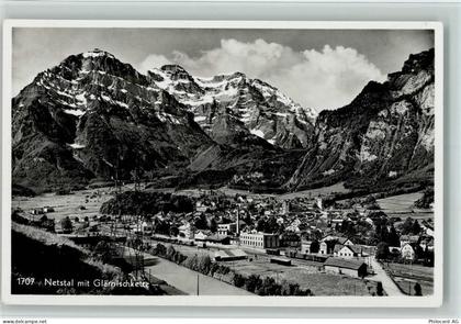 8754 Netstal 1952 Foto AK mit Bahnhif, Glärnischkette - 10137623