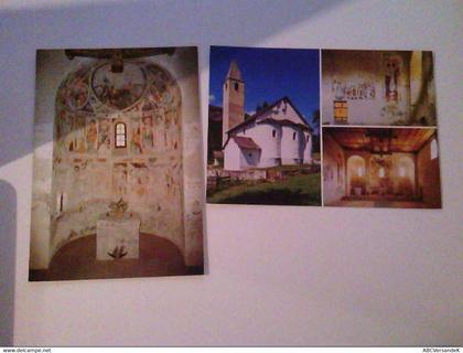 Mistail - Alvaschein. Schweiz. Set aus zwei alten AK's. Kirche St. Peter. Mehrbildkarte mit 3 Abb. Mittlere Ap