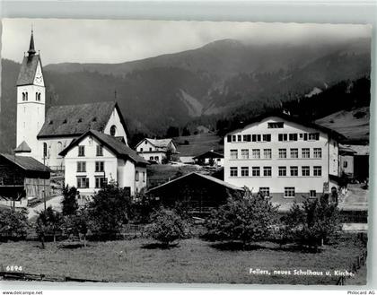 7153 Falera Fellers Foto AK Kirche Schulhaus - 10729722