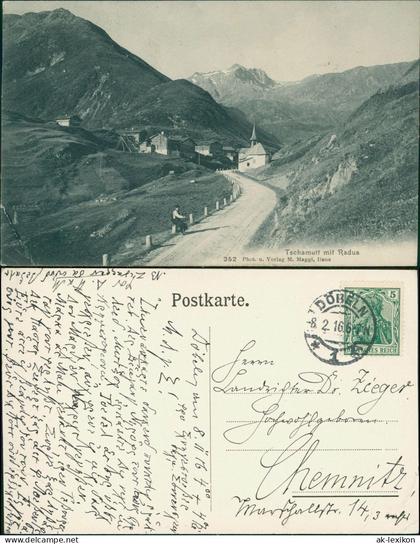Ansichtskarte Tschamut-Tavetsch Tujetsch Straßenszene 1916