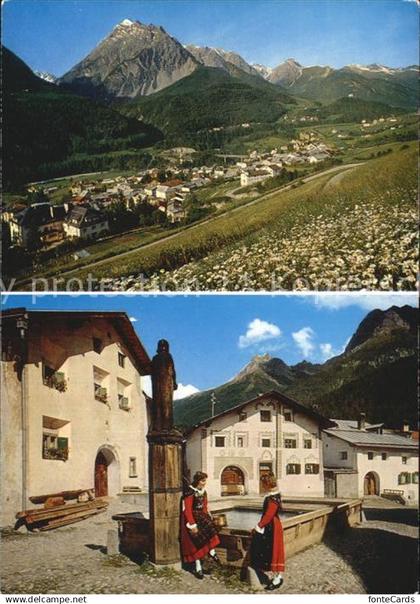 Scuol Tarasp Vulpera Alpinheilbad Scuol Pisocgruppe Dorfplatz