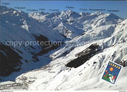 Sedrun Tujetsch mit Skigebiet Milez Panoramakarte