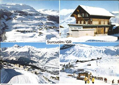 Surcuolm Obersaxen Skiparadies Piz Mundaun Gasthaus Bellavista Winter
