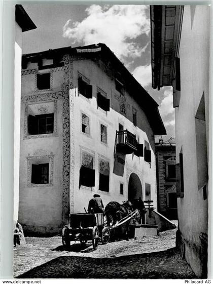 7545 Guarda Foto AK Daorpartie Haus Könz Pferdewagen - 39983634