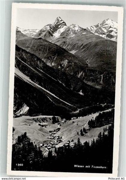 7494 Wiesen GR 1951 Foto AK Bahnhof Zug 62 Tinzenhorn - 38210334