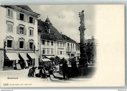 2800 Delémont Delsberg Foto AK Denkmal Marktszene - 13990234