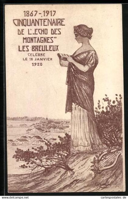 AK Les Breuleux, 1867 - 1917, Cinquantenaire de l`echo des Montagnes