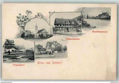 6032 Emmen Foto AK Kirche Schulhaus Obendorf Rathhausen - 13666392