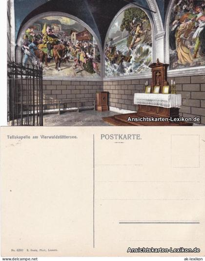 Ansichtskarte Luzern Lucerna Tellskapelle - innen 1918