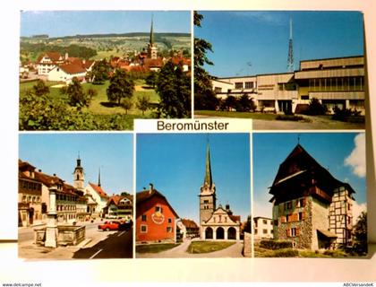 Beromünster. Schweiz. Alte Ansichtskarte / Postkarte farbig, gel. 1973. 5 Ansichten in und um den Ort, Heimatm