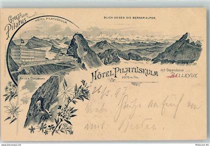 6010 Kriens 1897 Lithographie Hotel Pilatuskulm mit Dependance an der Es... - 13251896