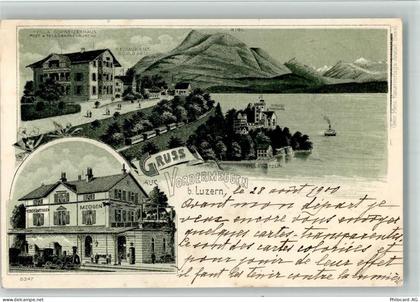 6045 Meggen 1900 BOAKC Lithographie Villa Schweizerhaus Gasthaus Schlöss... - 13702652