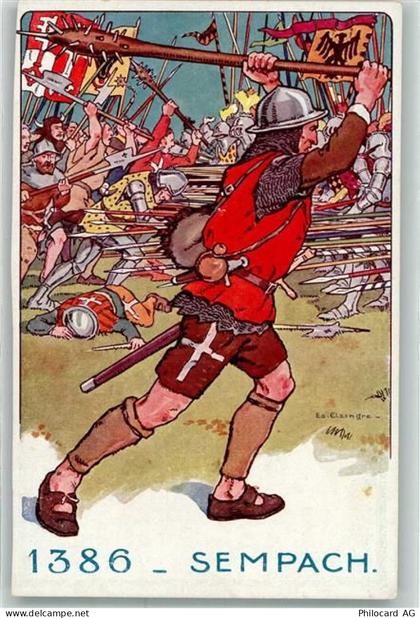 6204 Sempach 1917 Künstlerkarte Schlacht 1386 sign. Elzingre - 10643012