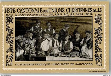 2052 Fontainemelon 1914 Foto AK Fete Cantonale des Unions Chretiennes de... - 13568146