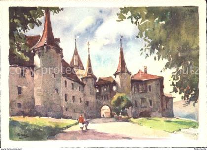 Colombier NE Chateau de Colombier Aquarell