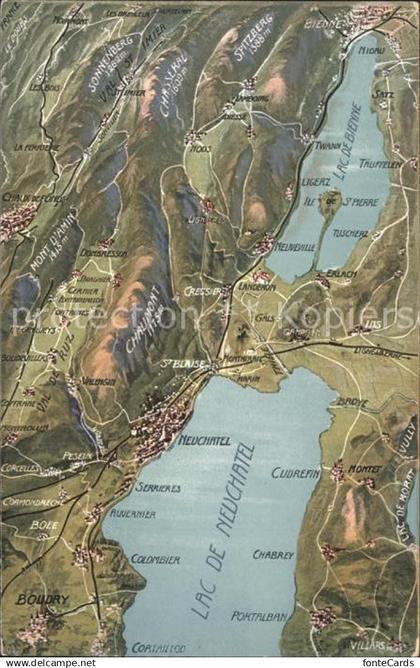 Lac de Neuchatel et Lac de Bienne Panoramakarte