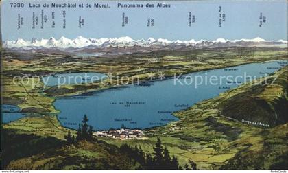 Lac de Neuchatel Lac de Morat Panorama des Alpes a vol d oiseau