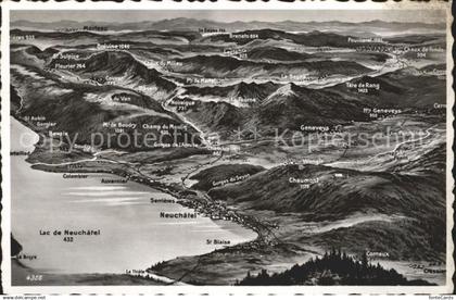Neuchatel NE Lacs de Neuchatel Panoramakarte