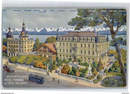 Neuchatel NE Neuchatel Hotel Terminus Hotel des Alpes Tram