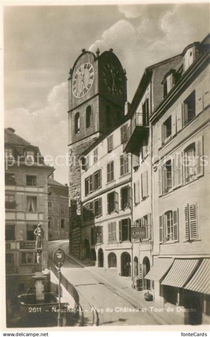 Neuchatel NE Rue du Chateau et Tour de Diesse