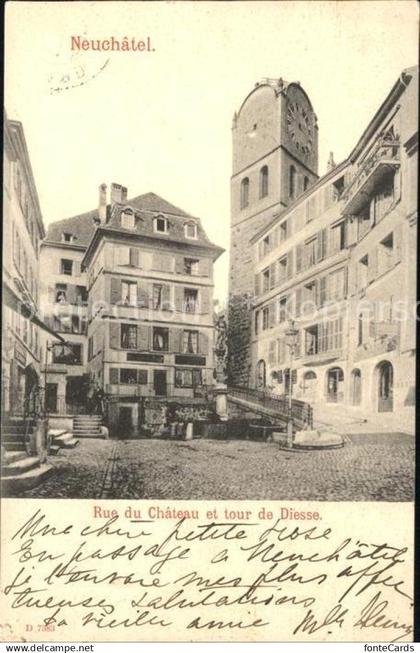 Neuchatel NE Rue du Chateau et Tour de Diesse