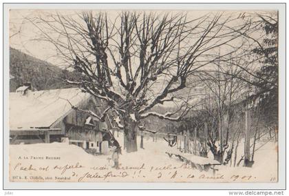CPA Suisse Creux du Van A la Ferme Robert en hiver Neuchâtel 1901 Noiraigue Boudry Bevaix Cortaillod