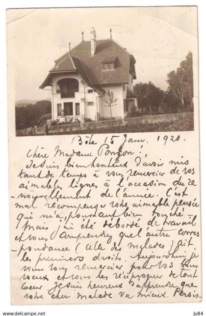 Suisse - Neuchâtel - Bôle - Carte photo d'une maison - Carte Postale pour la Drôme (France) - 15 janvier 1920