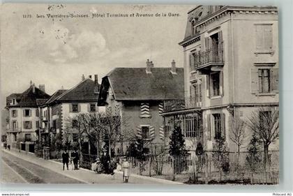 2126 Les Verrières 1914 - Hotel Terminus et Avenue de la Gare AK - 13208767