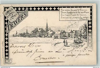 2105 Travers 1900 Künstlerkarte Wappen sign. - 13271669