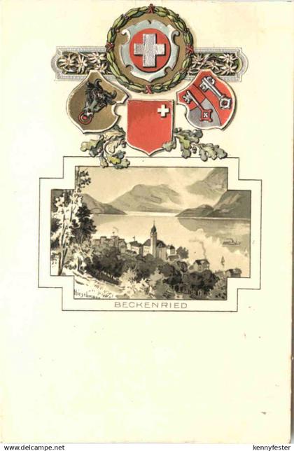 Beckenried - Litho Prägekarte