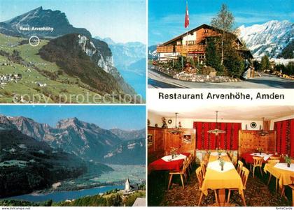 Amden Walensee SG Restaurant Arvenhoehe Panorama Walensee Alpen