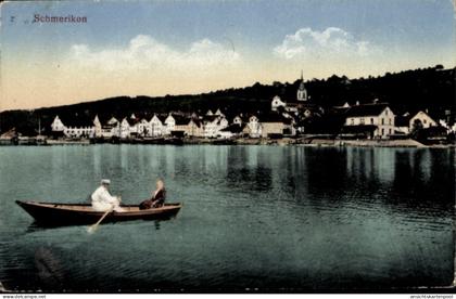 CPA Schmerikon Kanton St. Gallen, Ortsansicht am See, Ruderboot