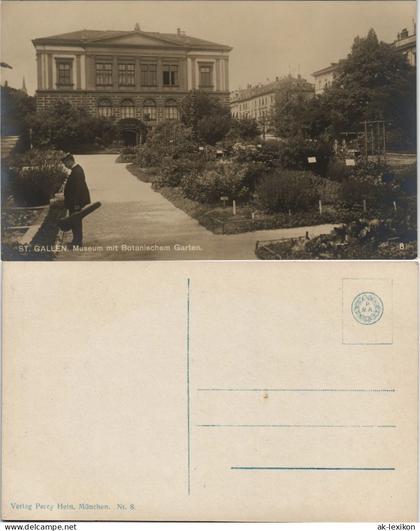 St. Gallen San Gallo // St-Gall Museum mit Botanischem Garten Echtfoto-AK 1920