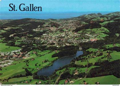 St Gallen SANKT GALLEN SG Fliegeraufnahme mit Gruebsensee und Bodenseeblick