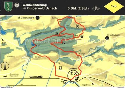 Uznach Waldwanderung im Burgerwald Uznach Panoramakarte