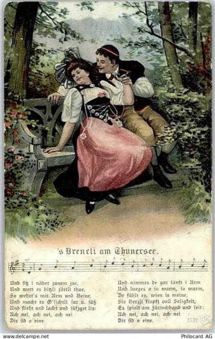 8722 Kaltbrunn 1907 Lithographie Tracht Liedtext - 51424605