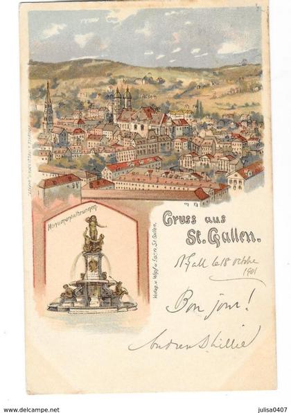 ST GALLEN ST GALL (Suisse) carte illustrée GRUSS