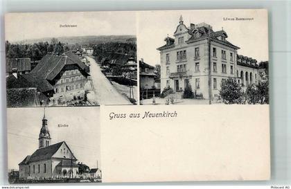 8213 Neunkirch 1907 Foto AK Gasthaus Löwen Kirche Dorfstrasse - 13673188