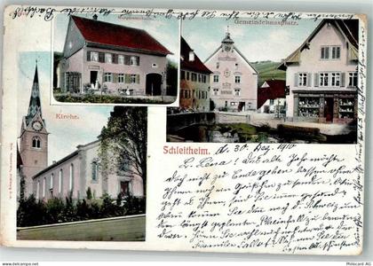 8226 Schleitheim 1910 Foto AK Kirche Geschäft Gemiendhausplatz - 13572835