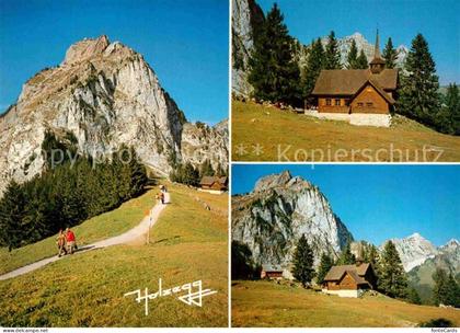 Alpthal Berggasthaus Holzegg Bruder Klaus Kapelle und Mythen