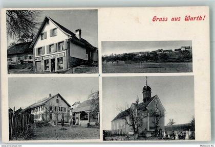 8532 Warth 1921 Foto AK Handlung Kirche Friedhof - 13673312