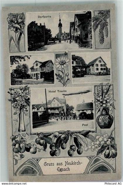 9315 Neukirch Egnach 1910 Foto AK Postamt Hotel Traube Dorfpartie - 13673961