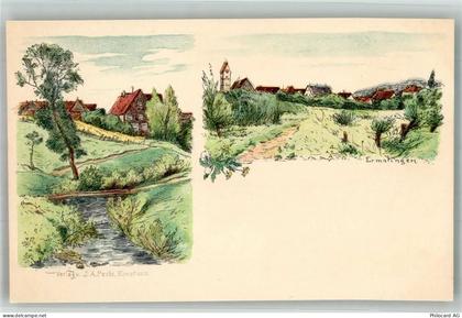 8272 Ermatingen Lithographie Wiesenbach Feldweg - 13584084