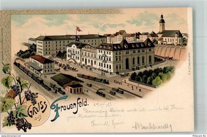 8500 Frauenfeld 1899 Lithographie Bahnhof Hotel Bahnhof Kirche - 13674082
