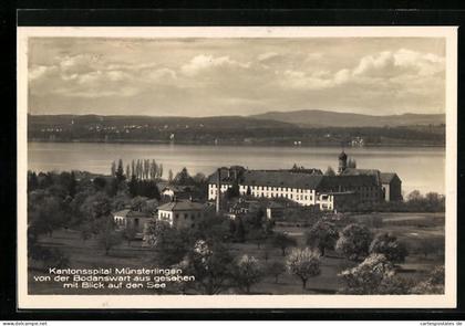 AK Münsterlingen, Kantonsspital von der Bodanswart aus gesehen, Seeblick